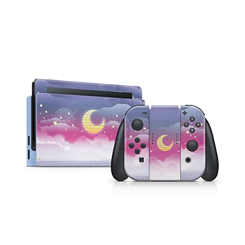 Image of Tacky Design Clouds Skin Compatible Nintendo Switch Skin Wrap Cover, Moon Stickers, Premium Vinyl 3M Full Wrap Decal, Purple Starry Sky