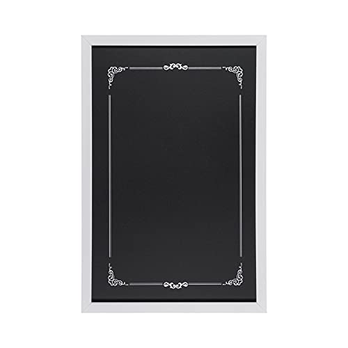 Bi-Office - Lavagna Nera per Gesso Decorative, 600 x 400 mm, Cornice Bianca