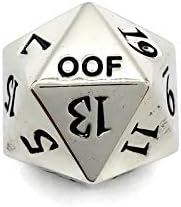 Miniatura 4 de Juego de dados de metal plateado D20 YEET OOF de 20 caras para juego de rol, Dungeons and Dragons, D&D Pathfinder Shadowrun y enseñanza de