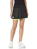 Plissee-Muster adidas Damen Tennis London Faltenrock, Schwarz/Lucid Lemon, XXS