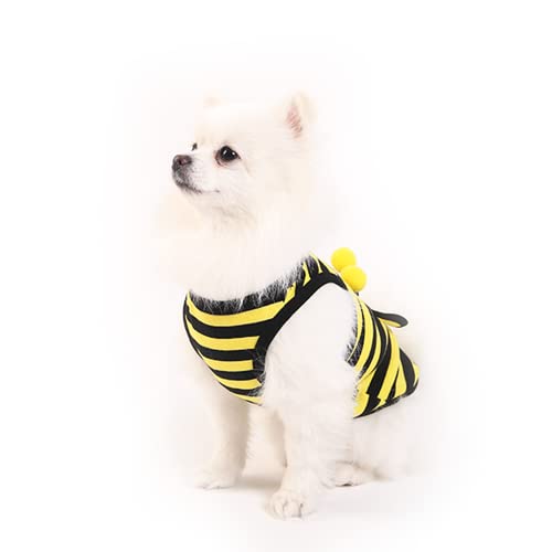 Youthdog Honey bee Costume Summer Yellow Tank Top Sleeveless Vest Shirt with Striped Dog Clothes for Small Medium Large Dogs pet T Shirt Sweatshirts (Medium)