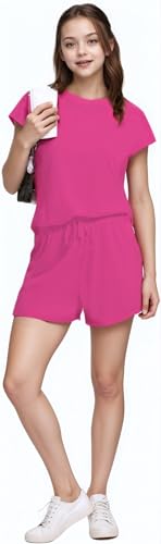 SELINK Girls Travel Outfits Set Cap Sleeve Drawstring Two Piece Lounge Sets Casual Sweat Tracksuit Matching Runner Shorts3