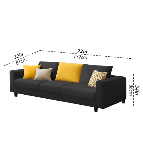 Image of Galib 3 Seater Sofa Set for Living Room (Black Fabric) Premium Fabric Sofa Set