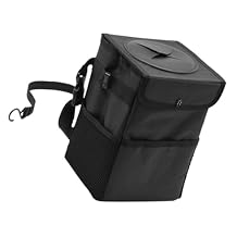 BESTYASH Car Trash Can Lid Waterproof Collapsible Vehicle Garbage Bin Front Seat Organizer for Cars Trucks SUVs and Minivans
