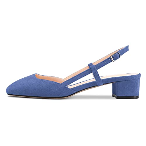 Saekcted Women Chunky Block Low Kitten Heel Square Toe Slingback Pumps Wedding Office Dress 1.4 Inches Heels2
