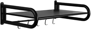 Estante for microondas de cocina, estante montado en la pared de acero inoxidable negro, estante for horno, estante for pan, cacerola, organizador de especias (Color : Nero, Size : 60cm)