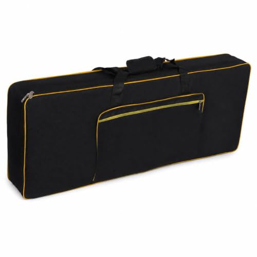 Estuche para piano de 61 teclas con ribete amarillo y costuras reforzadas
