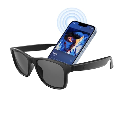 Smart Glasses for Men & Women, UV400 Polarised Lenses, Intelligent Touch&Voice Assistant, Open-Ear Speaker, Compatible with iOS/Android, Bluetooth Audio Sunglasses for Driving/Travel/Cycling