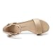 Athlefit Girls Sandals Open Toe Ankle Strap Low Heels Girl Dress Shoes For Toddler Little Big Kid Nude/Suede Size 1