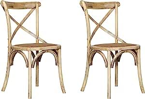 Biscottini Sillas cocina pack de 2 - Sillas de Comedor Ratan 86x42x46 cm - Sillas Comedor Madera - - Silla Comedor Muebles Rusticos - Sillas Cocina