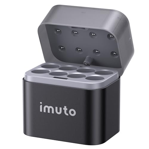 imuto Rechargeable aa Battery Charger, 8 Slot aa Lithiun ion and NiMH Battery Charger, Battery Storage Box Style Double a Batteries Charger, USB-C Input Port (Adapter not Included)