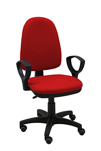 La Silla de Claudia - Silla Oficina Torino con Brazos Fijos | Silla ergonomica Giratoria y de Altura Ajustable con Soporte Lumbar | La Mejor Silla ergonomica Escritorio con Ruedas Parquet | Rojo