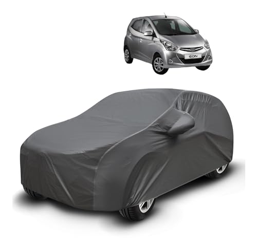 Image of Auto Hub Waterproof Car Cover Compatible with Eon with Mirror Pockets, Soft Cotton Lining, Eon Car Cover Waterproof, Grey