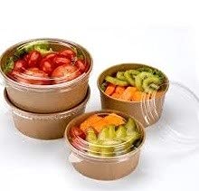 Le bol salade kraft 750 ML dia.14 cm H 6 cm x 50 pièces + 50 couvercles Cover