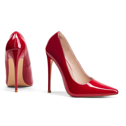 Elisabet Tang Women Pumps 12cm/4.7 Inch Stiletto Heels Pumps Pointed Toe Patent Leather Slip On High Heel Evening Party Dress Shoes4