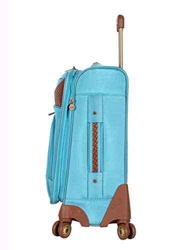 Caribbean Joe Carry on Luggage Collection - Designer Lightweight Softside Expandable Suitcase- Durable 20 Inch Bag with 8-Rolling Spinner Wheels (Light Blue)