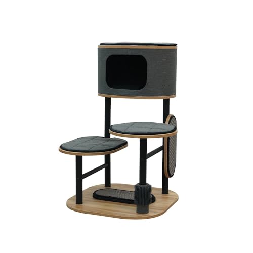 PetPals 37" High Industrial Chic Design & Stylish Modern Cat Tree, Contemporary & Urban Style Cat Tower - Large (Dark Gray)