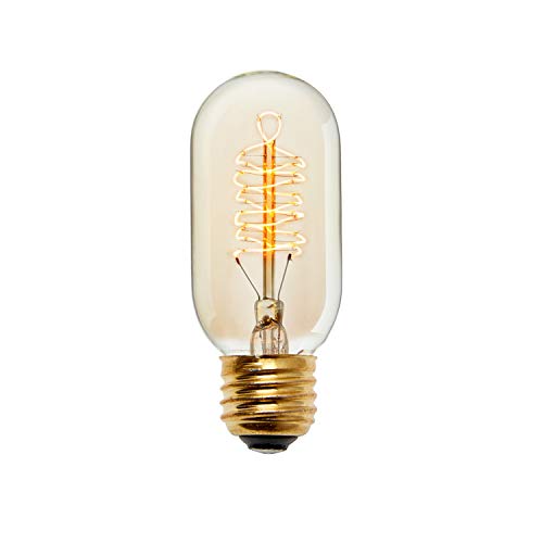 Brooklyn Bulb Co. Edison Tubular T14 Vintage Bulbs, Fully Dimmable, Warm White, 40W (E26), Spiral Filament, Kensington Design - Set Of 4 #TOP1