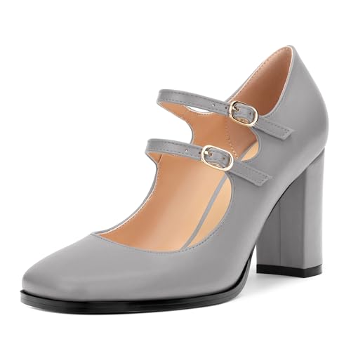 Women's Mary Jane Single Shoes, High Heeled Close Toe Pumps for Women, Comfortable Square Toe Dress Wedding Shoes