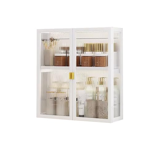 Botiquín montado en la pared con 2 estantes ajustables para almacenamiento de baño, ahorro de espacio, armario de pared para artículos de tocador y artículos esenciales, diseño elegante y funcional.
