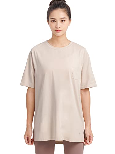 ルーパ(loopa) エッセンシャル Tシャツ 半袖 レディース ヨガウェア トップス ジムウェア スポーツTシャツ スーパーストレッチ 速乾 接触冷感 / アイボリー Lサイズ