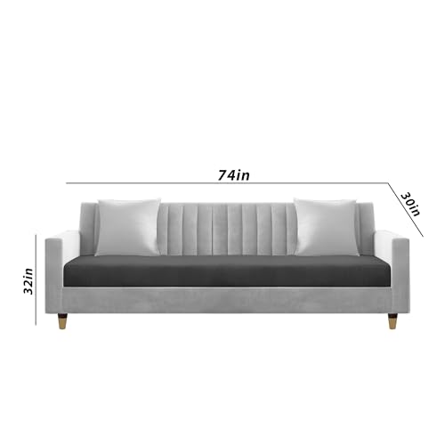 Image of Casaliving Garcia 3 Seater Sofa Set for Living Room (Black Grey Colour) Premium Fabric Sofa
