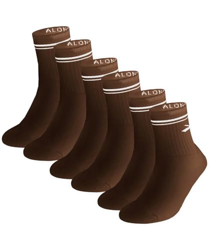 Image of ALONG FIT 3 /5 Crew Socks Whole Foot Cushioned Cotton Vintage Soft Sport Socks for Men and Women