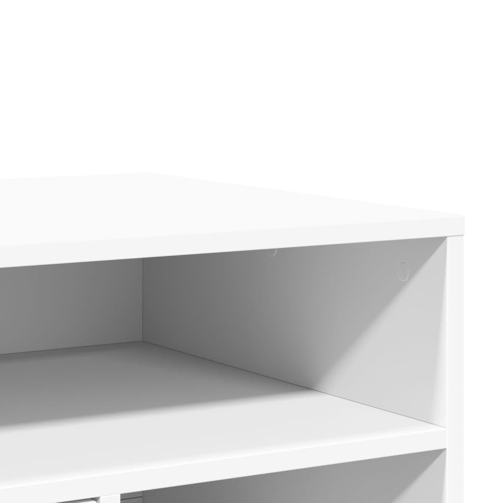 Générique Supporto per stampante bianco con ruote bloccabili, mobile in legno di ingegneria, 60 x 50 x 67 cm, organizer da scrivania con ripiano e contenitore per forniture e libreria