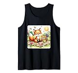 Zorro teniendo un picnic en un prado de flores soleado. Cesta de manta Camiseta sin Mangas