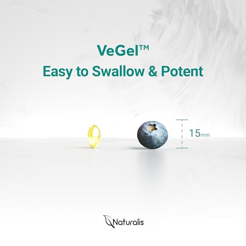 Image of Naturalis Vegan Vitamin D3+K2 from Algae | 5000 IU D3 with 120mcg MK7 | Vegan Society Certified,Sustainably Sourced,Better Than Animal Derived | Better Support for Bone & Immune Health* | 60 Softgels