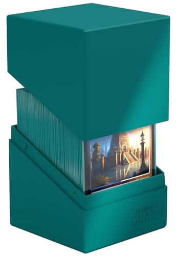 Image of Ultimate Guard Boulder Solid 100+, Deck Case for 100 Double-Sleeved TCG Cards, Petrol, Secure & Durable Storage for Trading Card Games, No Transparency