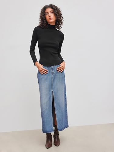 CIDER Women’s Mock Turtleneck Tops Long Sleeve High Neck Knit Solid T Shirts Sweaters4