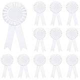 12 Pieces Blank Award Ribbon Prize 1st Place Rosette Medal Winner Victory Recognition Participation Ribbon for Competition Sport Event School Contest(White)