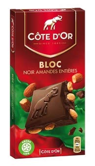 Cote D'OrDark Chocolate W/almonds 7oz./200gr. (5 Bar Pack)