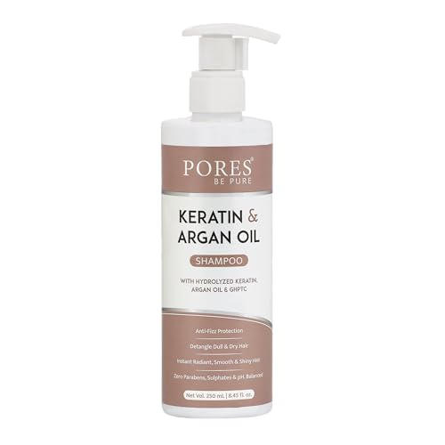 Image of PORES Be Pure Keratin Shampoo for Hair Fall Control | With Hydrolyzed Keratin, Argan Oil & GHPTC | Instant Smooth, Frizz-Free & Thick Hair | Shampoo for Women & Men | All Hair Types - 250 ml