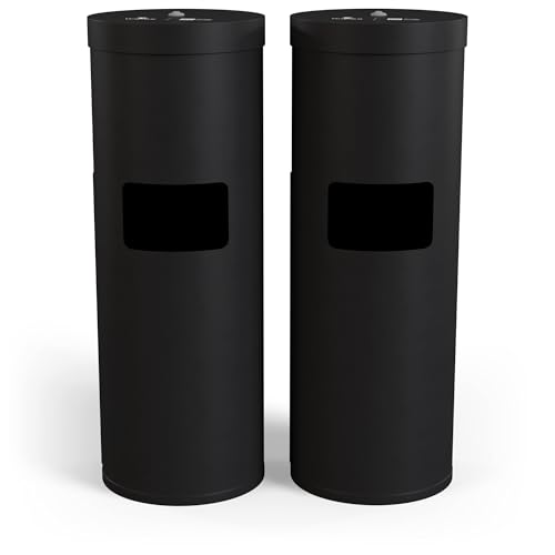 Image of Wipex Matte Black Wipe Dispenser Stand with Trash Bin - Rust Resistant Stainless Steel Wipe Dispenser for Gym Wipes, Easy Access Trash Can, Ideal for Gym Wipes for Equipment Sanitizing, (2 Units)