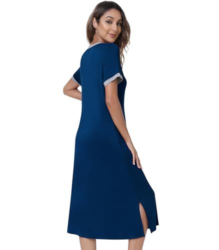 Image of NACHILA Bamboo Viscose Nightgowns for Women Cooling Night Gown with Pockets
