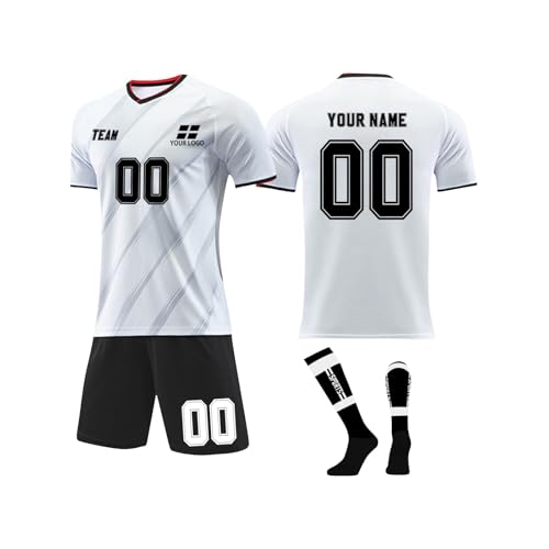 Conjunto de camiseta de fútbol personalizada para niños y adultos, uniformes de fútbol personalizados con el logotipo de tu número de nombre, 1-blanco, 28