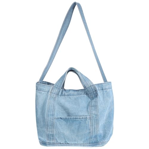 TENDYCOCO GroßE KapazitäT Denim Stoff Handtasche Damen, Retro Crossbody Tasche Schultertasche FüR Alltag Und Reisen, Leicht Und Stilvoll, Sky-Blue