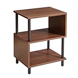 サイドテーブル おしゃれ S字ラック 3段 小さい オープンシェルフ 棚 スリム 本棚 ベッド横 ソファ 寝室 収納棚 アジャスター付 ブラウン/ブラック YD-TM152LW