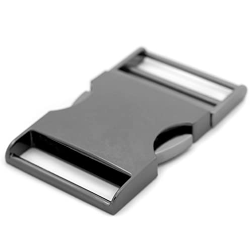 Boucle à dégagement rapide en métal - 1 pièce - Sangle de sac à dos de qualité en métal, Gunnmetal, 1 1/4"