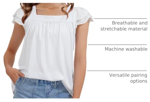 Image of KEREDA Girls Short Sleeve Shirts Summer Tops Girls Clothes 5-14 Years