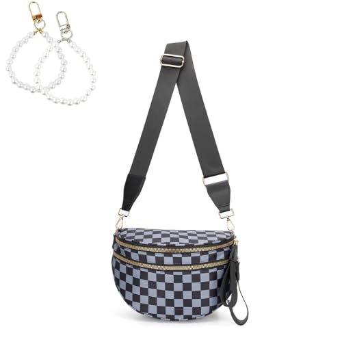 Emmafy Crossbody Bags for Women, Ounamei Trendy Checkered Purse for Women with Adjustable Strap