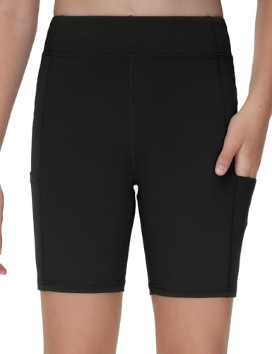 THE GYM PEOPLE Girls Volleyball Shorts Kids High Waist Dance Workout Gymnastics Biker Athletic Shorts with Pocket