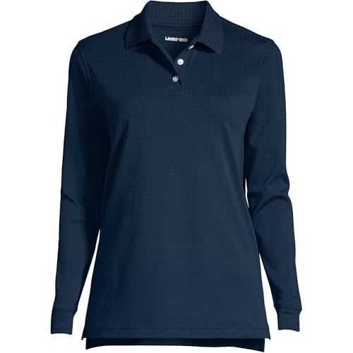 Image of Lands' End School Uniform Kids Long Sleeve Interlock Polo Shirt