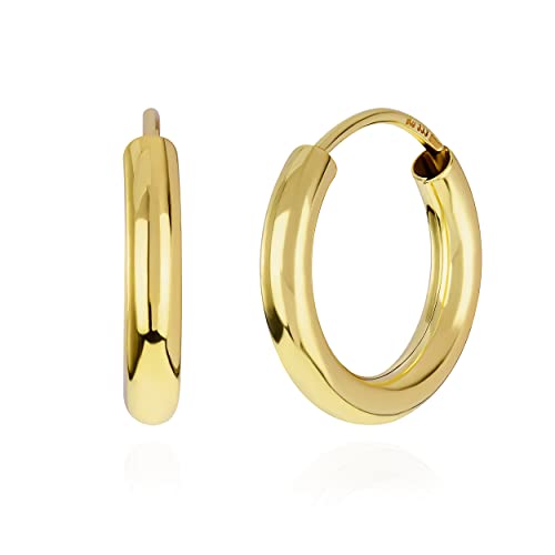 Créoles 15mm en or jaune 333 NKlaus une paire de boucles d'oreilles rondes classiques