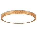 12in/30cm 24W LED Wood Grain Flush Mount Ceiling Light, 6000K Cool White Bathroom Light, 3200LM, Round Ceiling Lighting, 240W Equivalent Ceiling Lamp for Closets, Kitchens, Hallway, Bedrooms, etc.