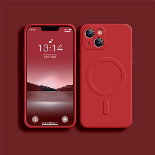 Housse silicone liquide pour iPhone XR XS Max Étui magnétique rouge pour le quotidien