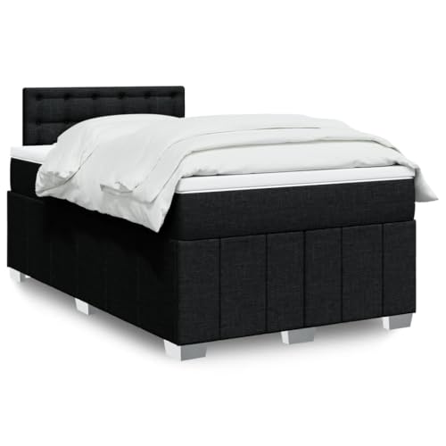 DYRJDJWIDHW Sommier à Lattes avec Matelas et surmatelas intégrés Noir 120x200 cm, Tête de lit en Tissu Polyester, Lumières LED RGB Personnalisables,...