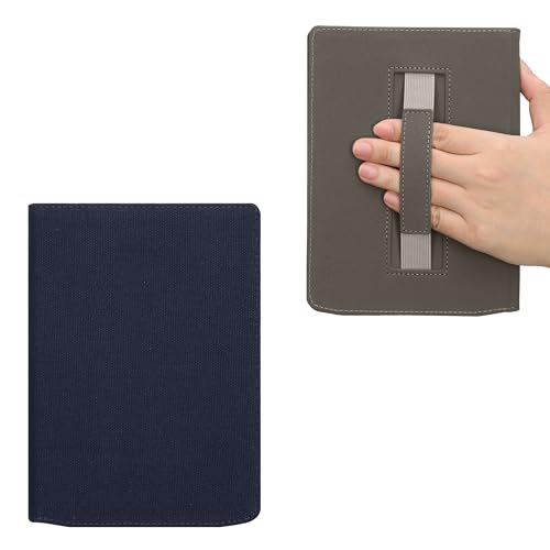 kwmobile Carcasa Compatible con Pocketbook InkPad 4 / Color 3/2 / Vivlio InkPad 4 Funda - Funda Libro Electrónico con Tapa de Cierre Magnético y Correa de Mano - E-Book Case Azul Oscuro